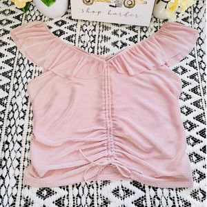 EXPRESS pleated ruched ruffle blouse